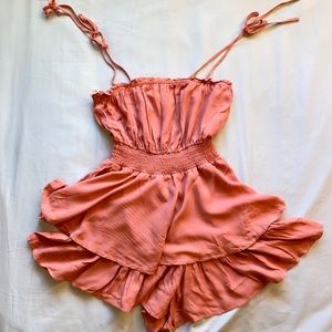 Coral romper ruffled